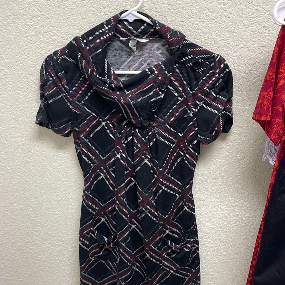 Plaid Black and Red Women's Dress